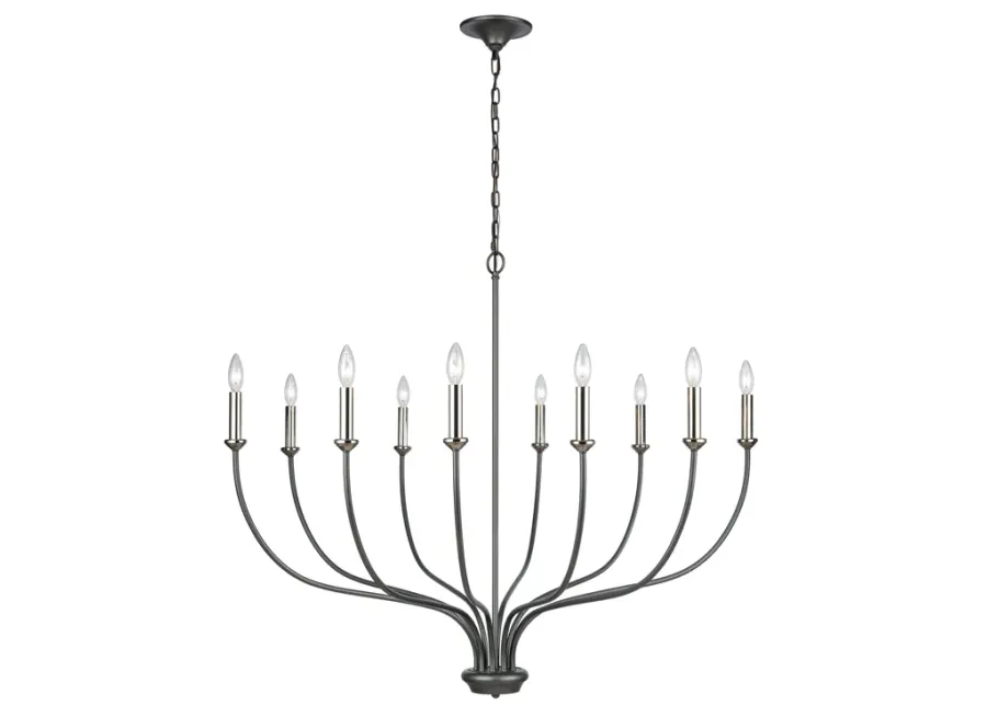 Madeline 45" Wide 10-Light Chandelier - Dark Gray