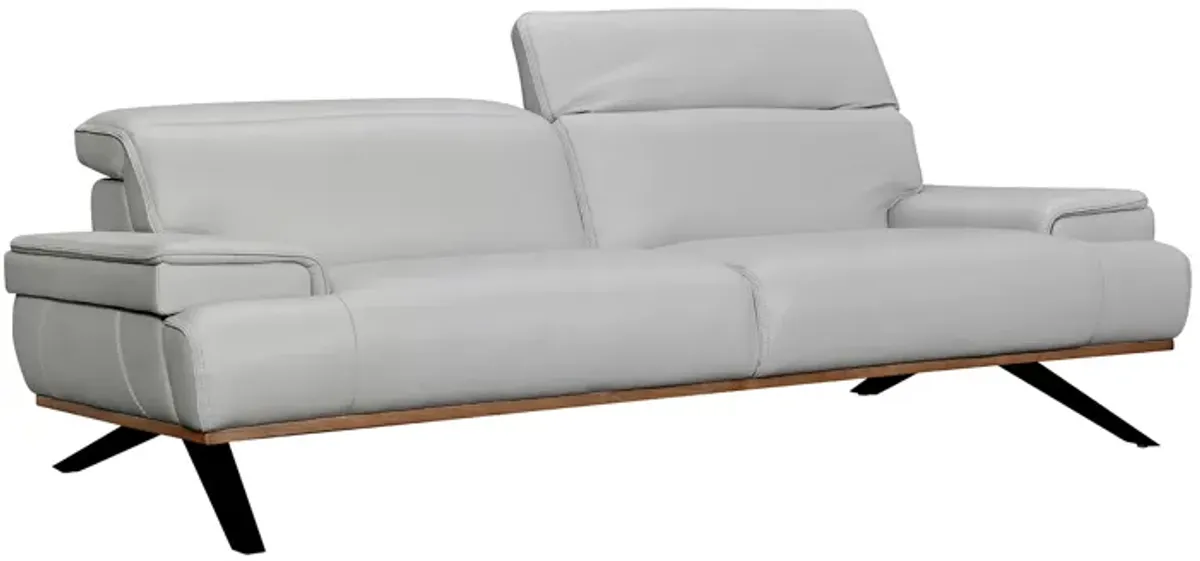 Prato 89" Dove Gray Leather Sofa