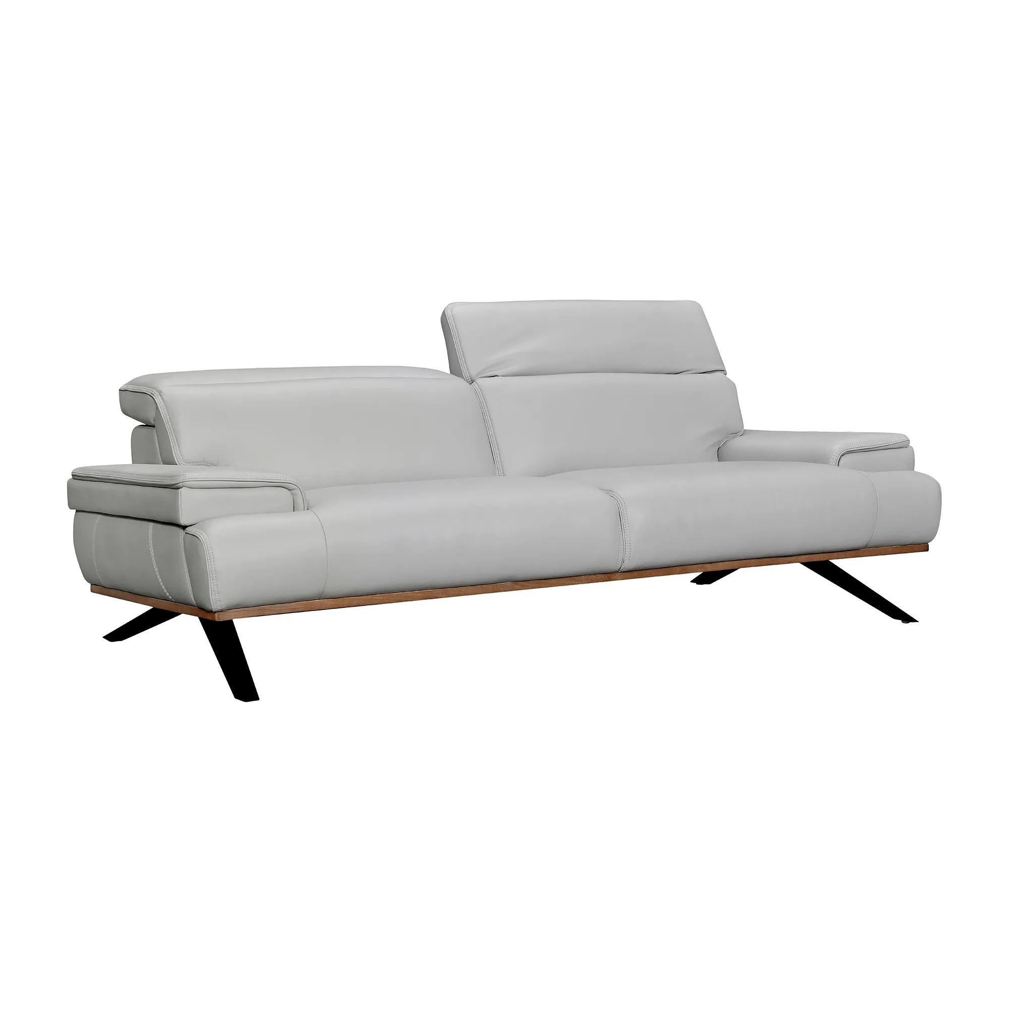 Prato 89" Dove Gray Leather Sofa