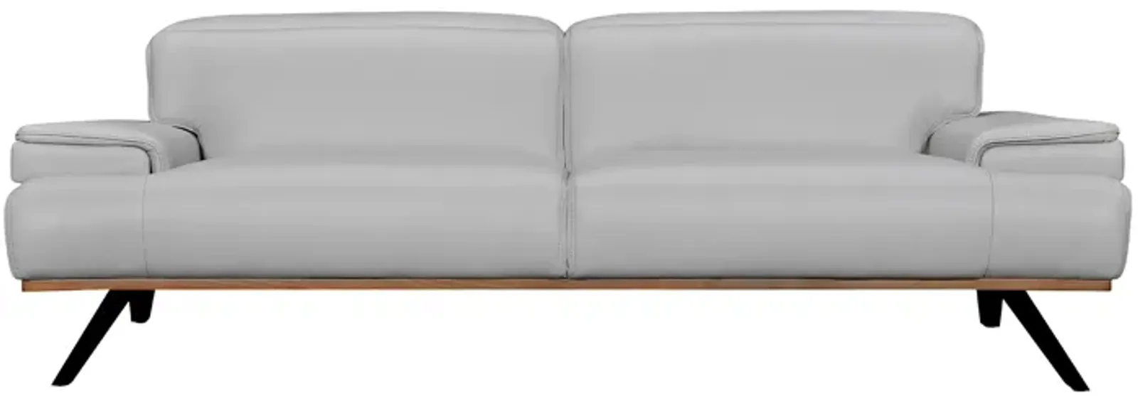 Prato 89" Dove Gray Leather Sofa