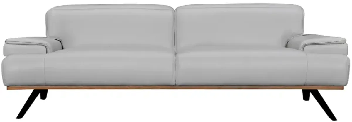 Prato 89" Dove Gray Leather Sofa