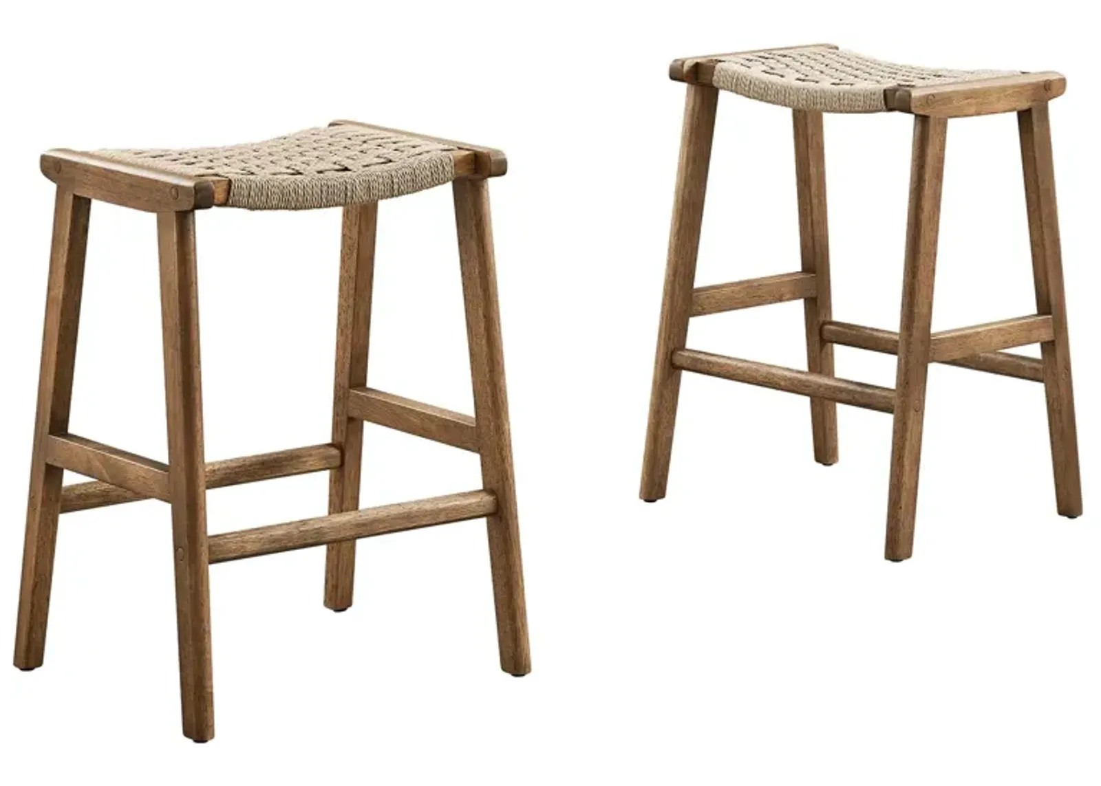 Saoirse Woven Rope Wood Counter Stool - Set of 2