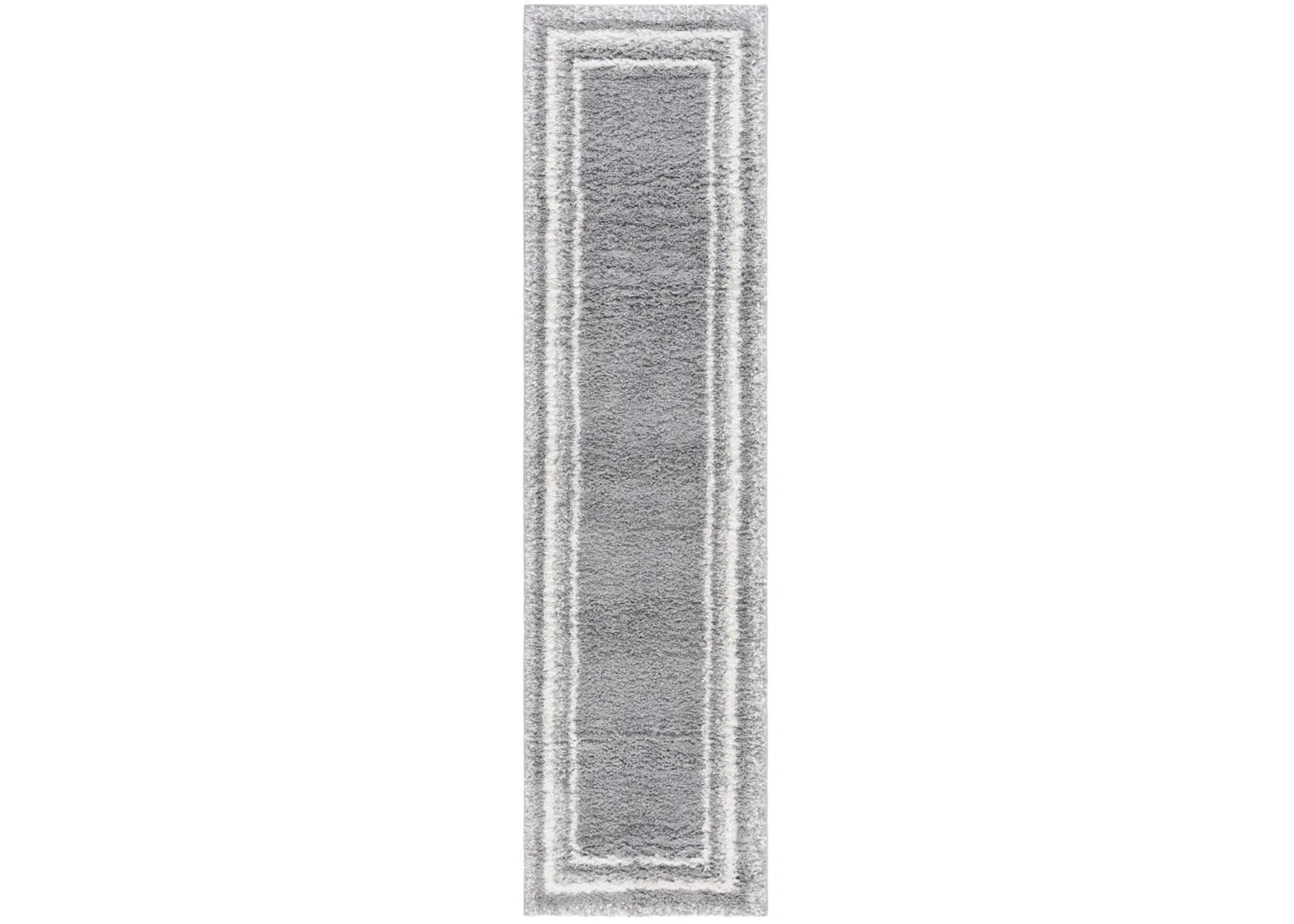 BORDER & STRIPE SHAG 251 Grey 2'-2' X 8' Runner Rug