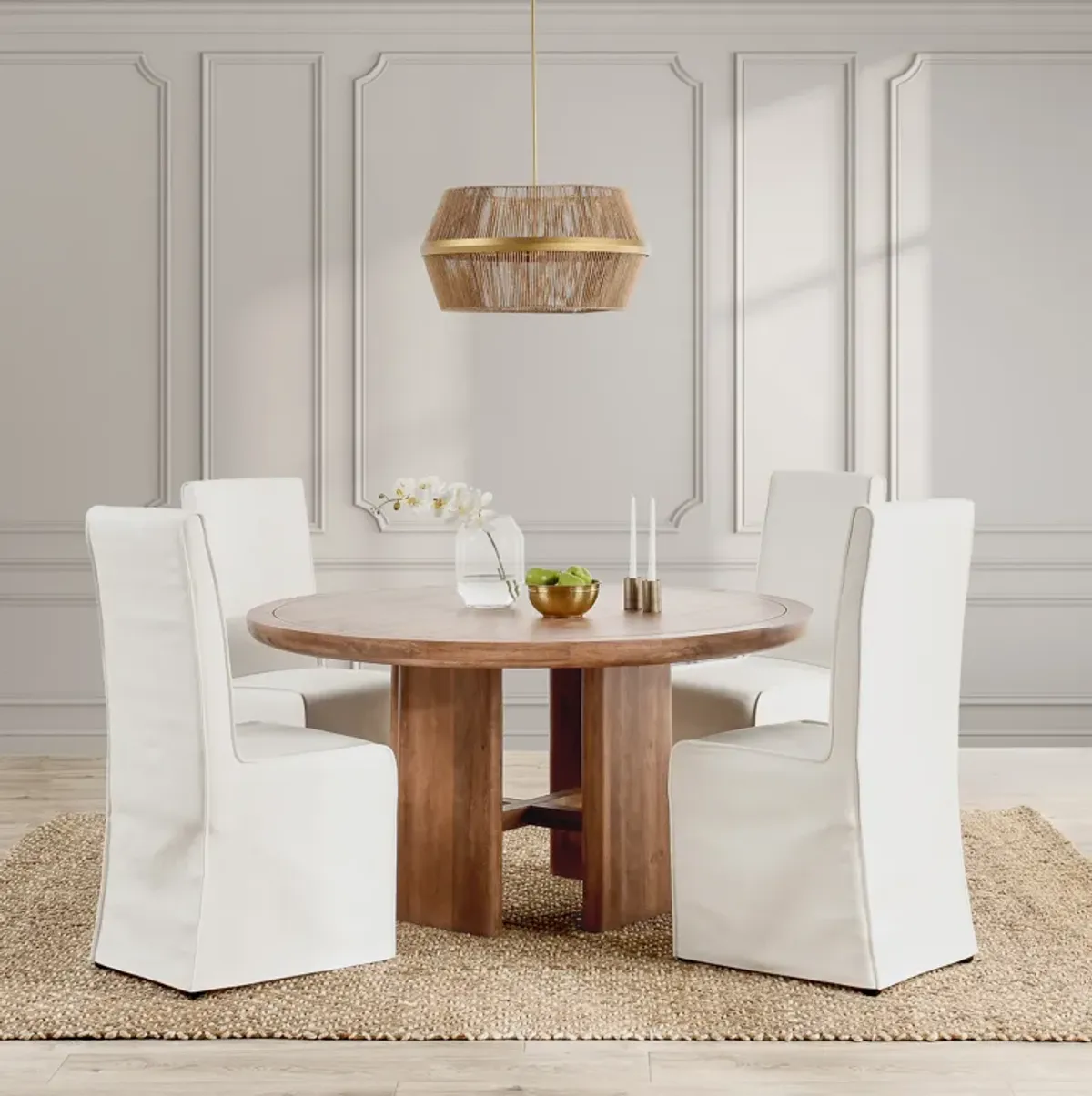 Selena 60" Round Mango Wood Dining Table in Umber