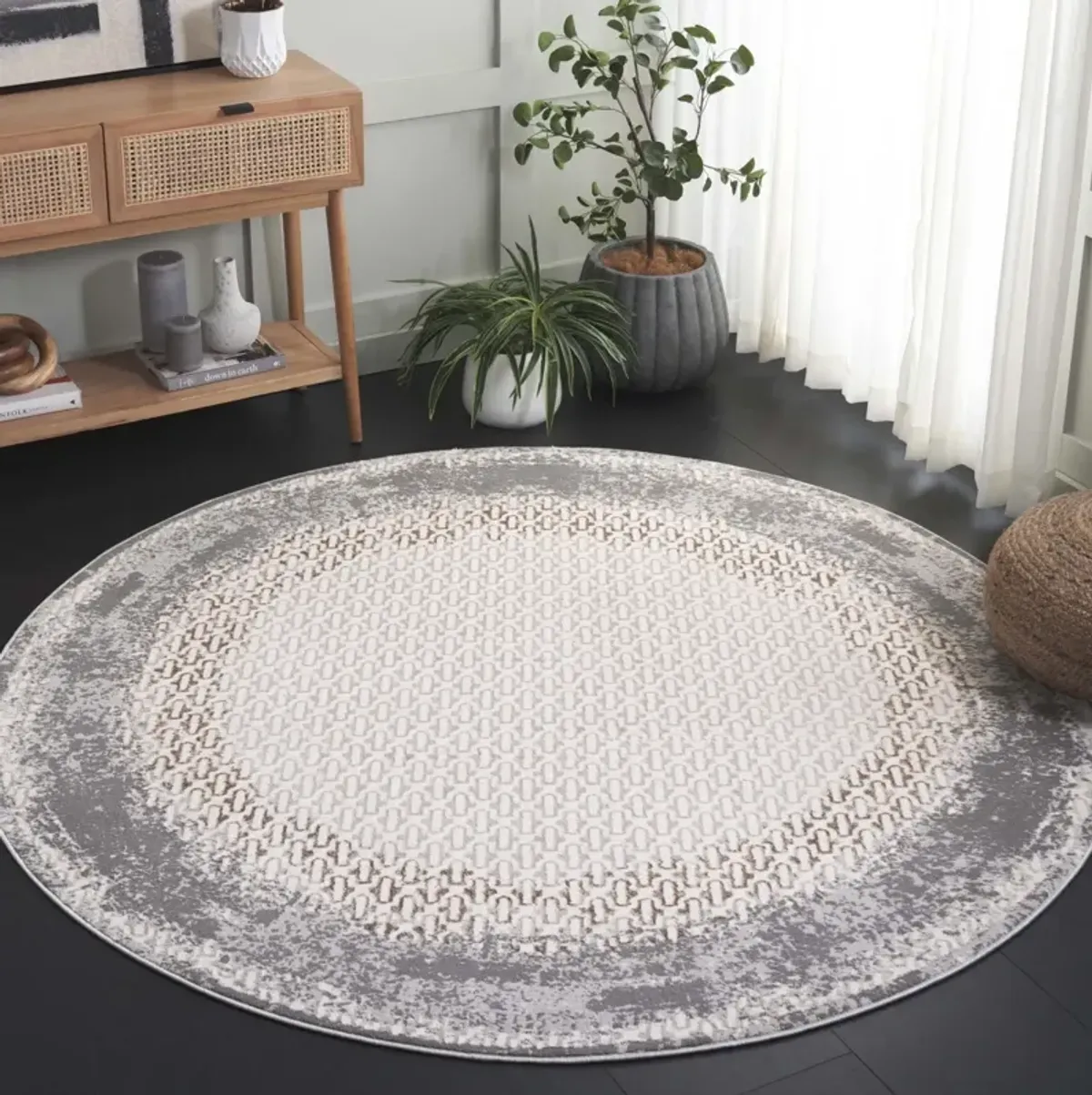 ALENIA 100 IVORY  6'-7' X 6'-7' Round Round Rug