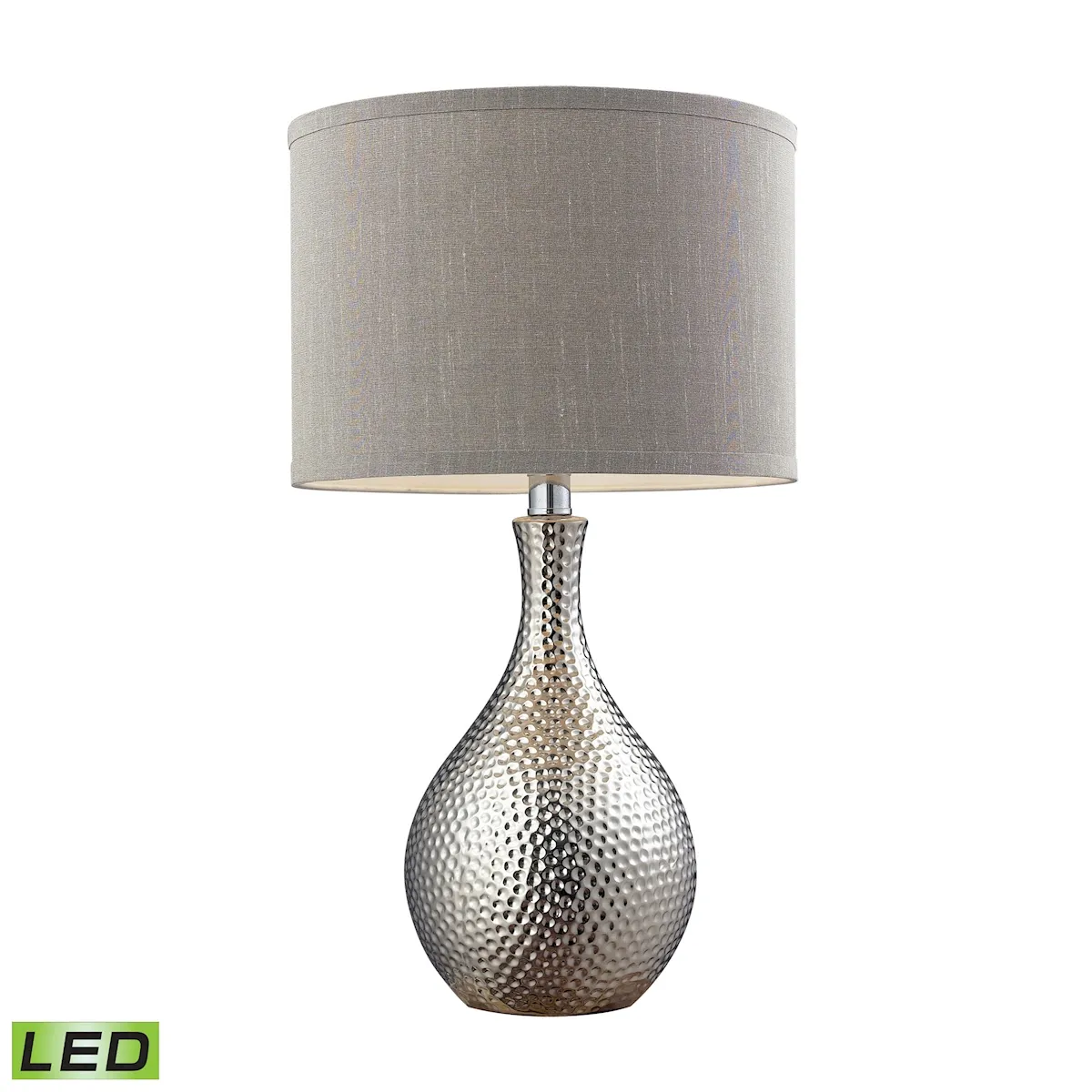 Hammered Chrome 21.5" High 1-Light Table Lamp - Chrome