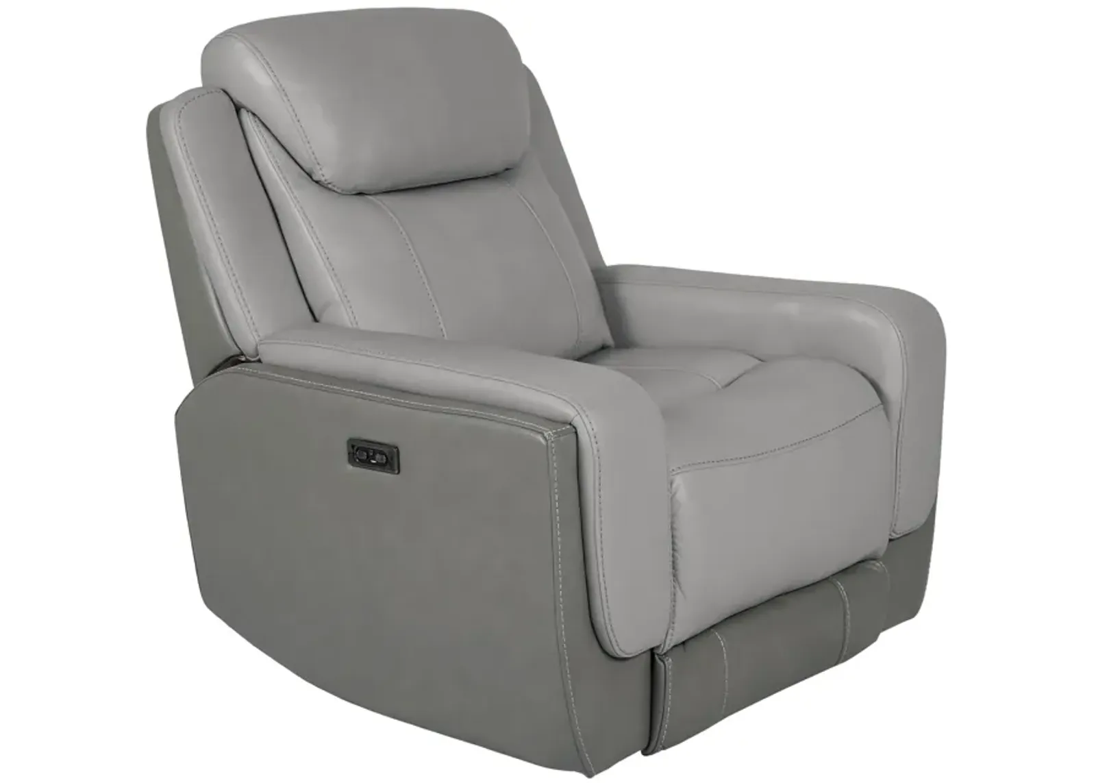 Rosalyn Zero Gravity Power Recliner in Silver and Gray Leather with Power Headrest