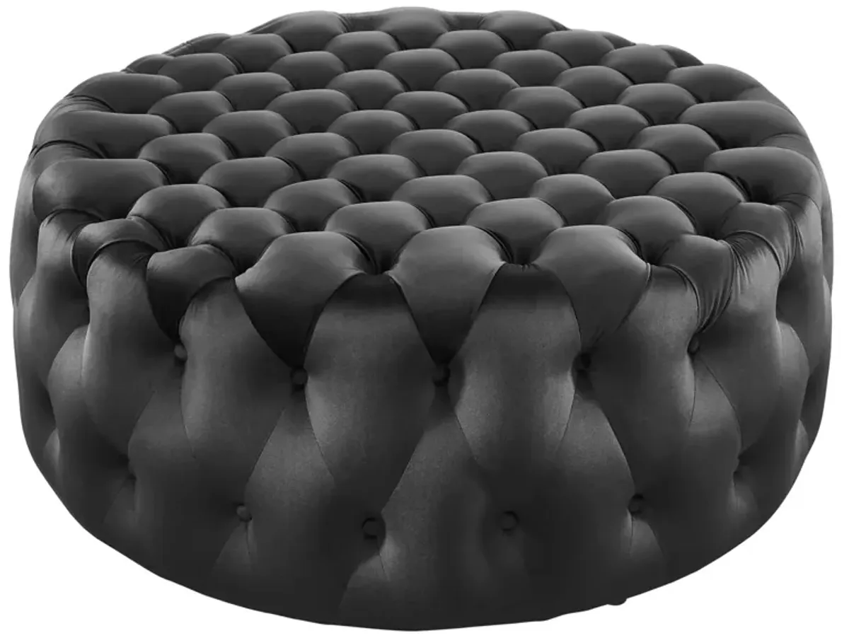 Amour Tufted Button Large Round Performance Velvet Ottoman