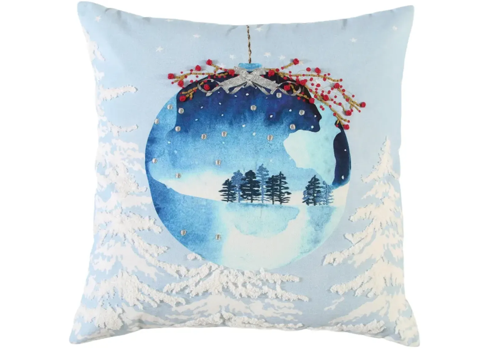 HOLIDAY 2021 Globe Blue Pillow