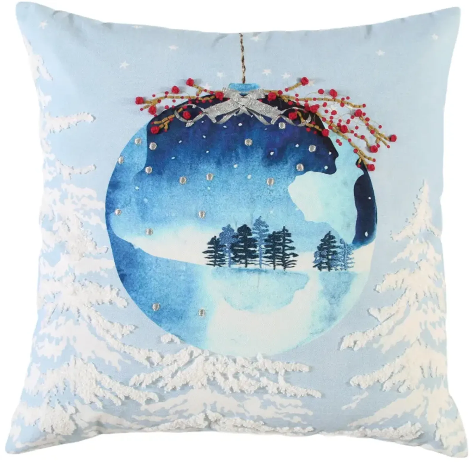 HOLIDAY 2021 Globe Blue Pillow