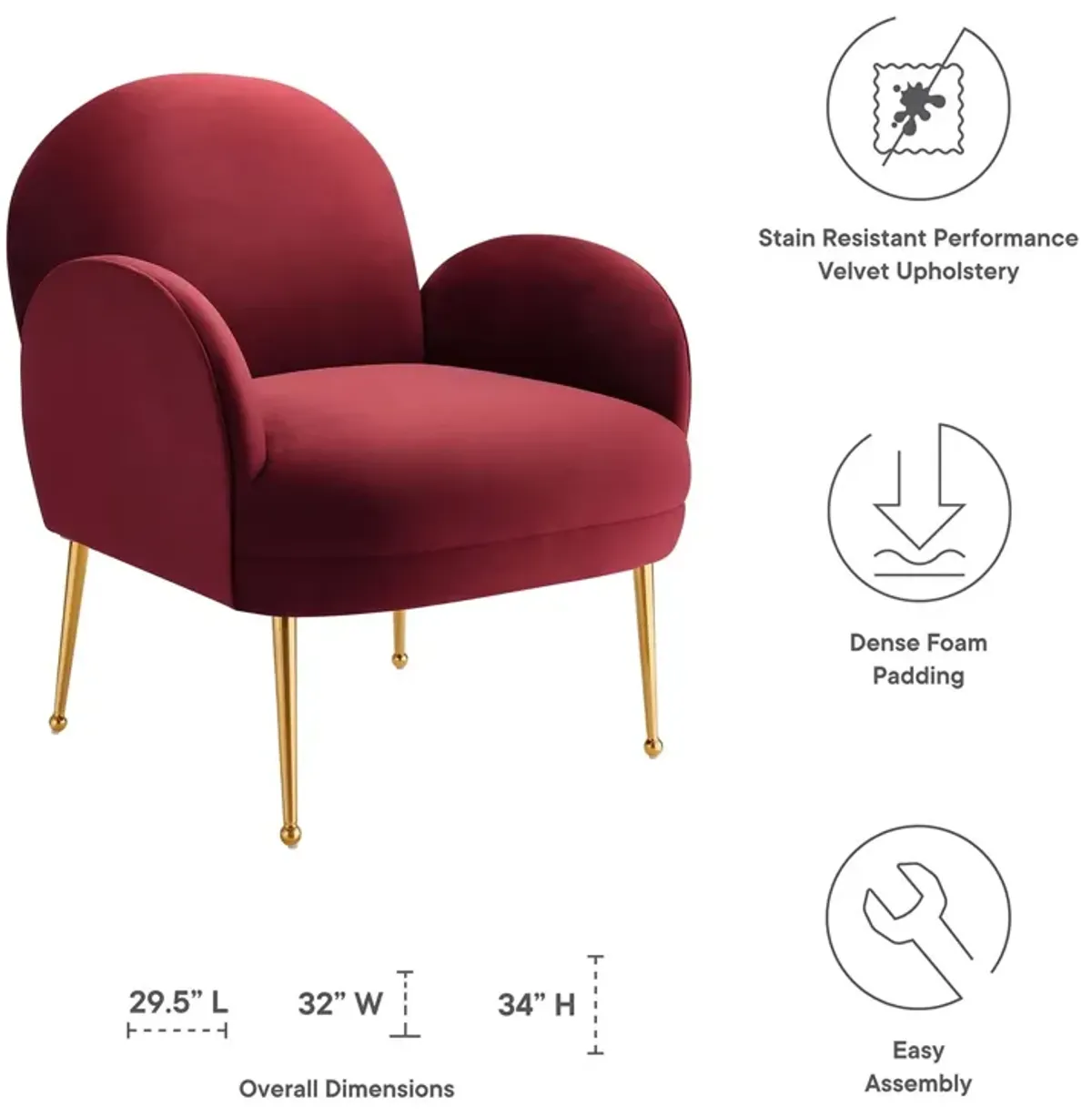 Transcend Performance Velvet Armchair