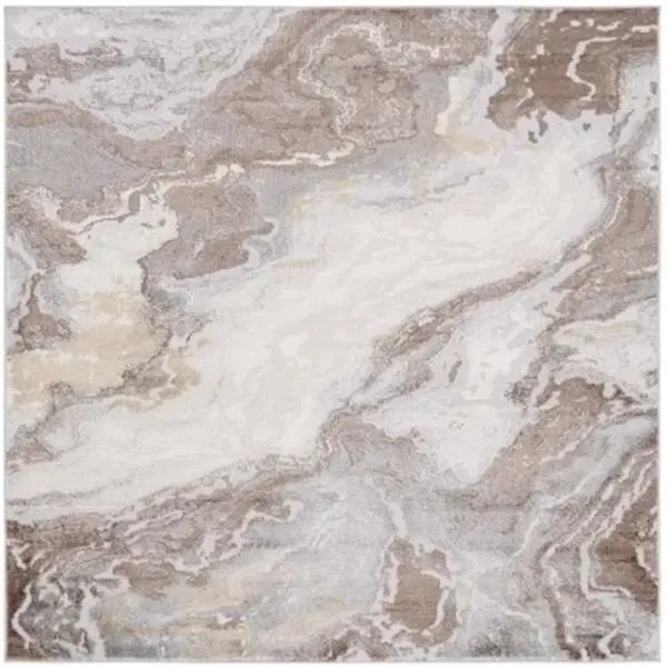 PALMA 348 Brown 6'-7' X 6'-7' Square Square Rug