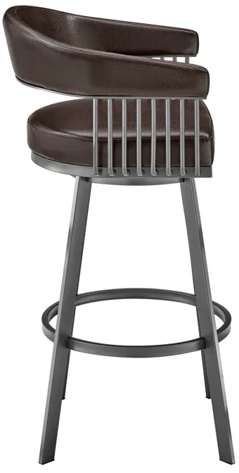 Chelsea 30" Bar Height Swivel Bar Stool in Java Brown Finish and Chocolate Faux Leather