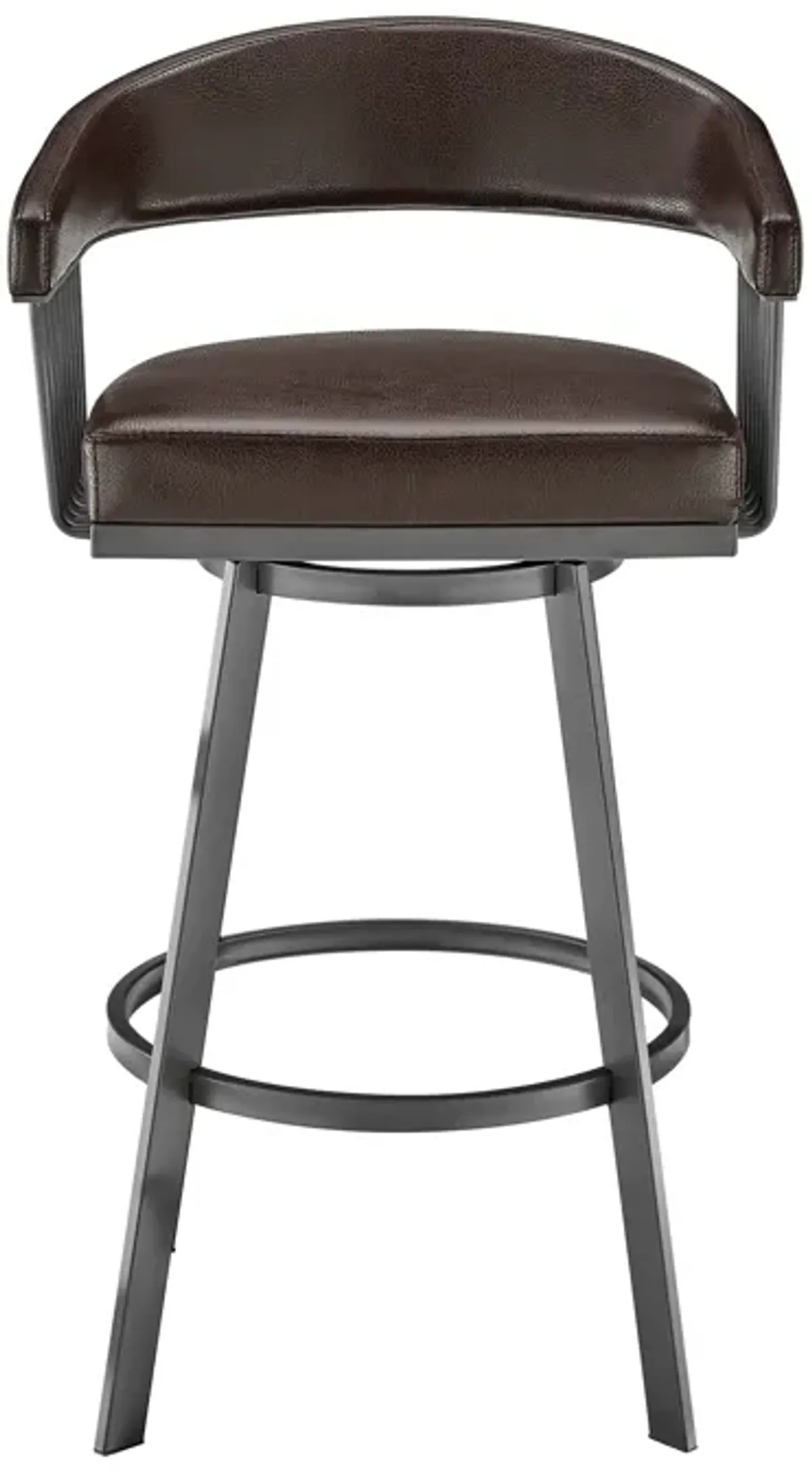 Chelsea 30" Bar Height Swivel Bar Stool in Java Brown Finish and Chocolate Faux Leather