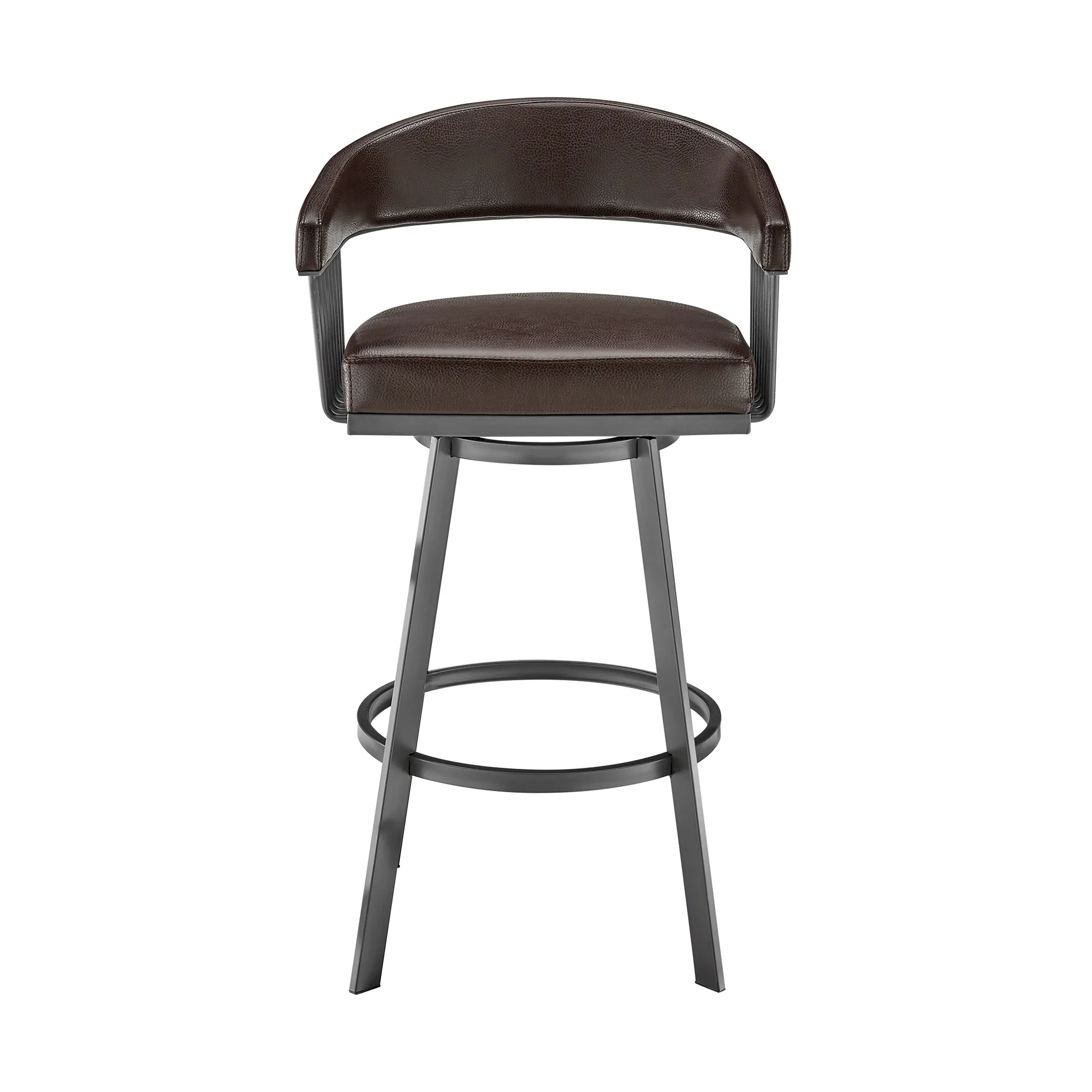 Chelsea 30" Bar Height Swivel Bar Stool in Java Brown Finish and Chocolate Faux Leather