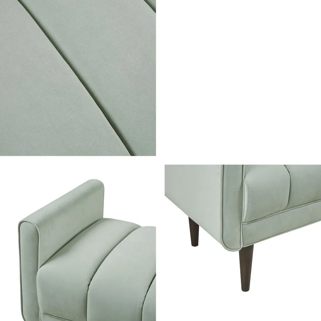 Madison Park Linea Seafoam Upholstered Modern Accent Bench