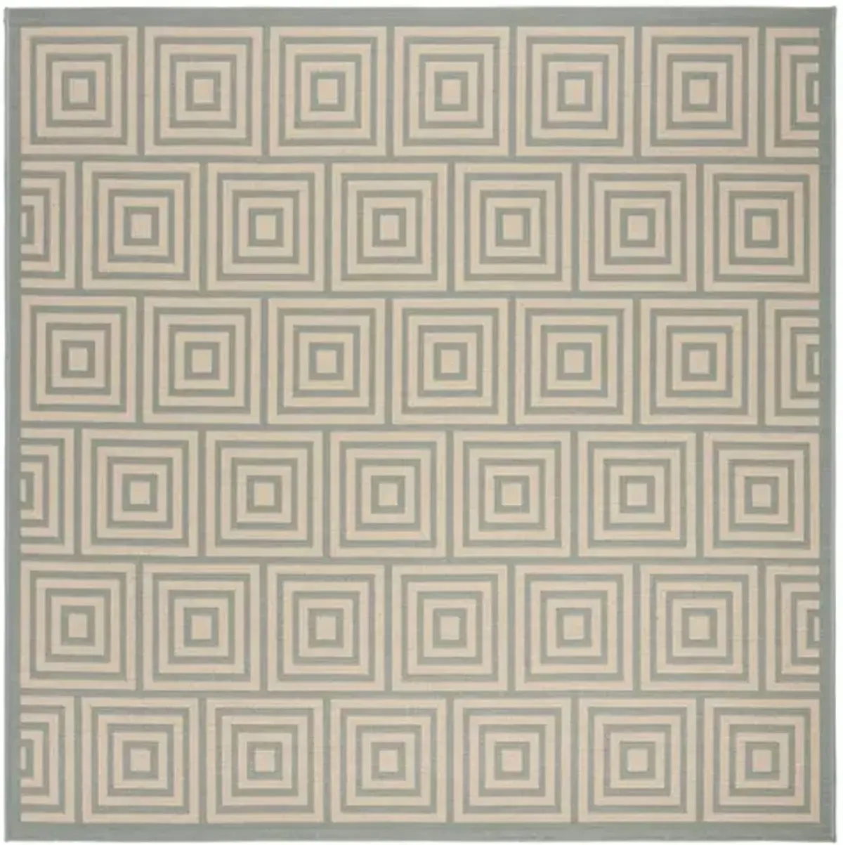 LINDEN 173 Collection LND173L-6SQ Cream / Aqua 6'-7" X 6'-7" Square