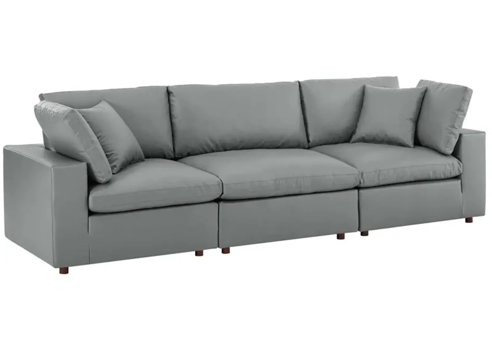 Commix Down Filled Overstuffed Vegan Leather 3-Seater Sofa