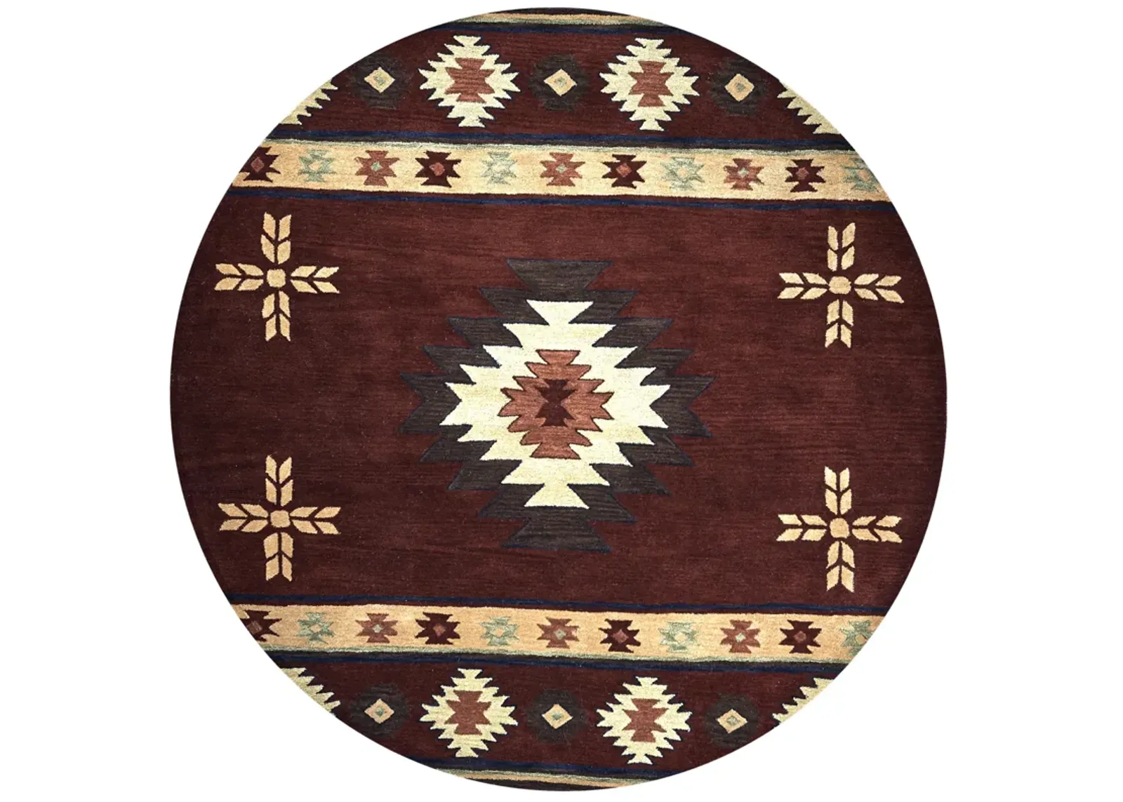 Southwest Red Southwest/Tribal Wool 8' x 8' Round Round  Rug