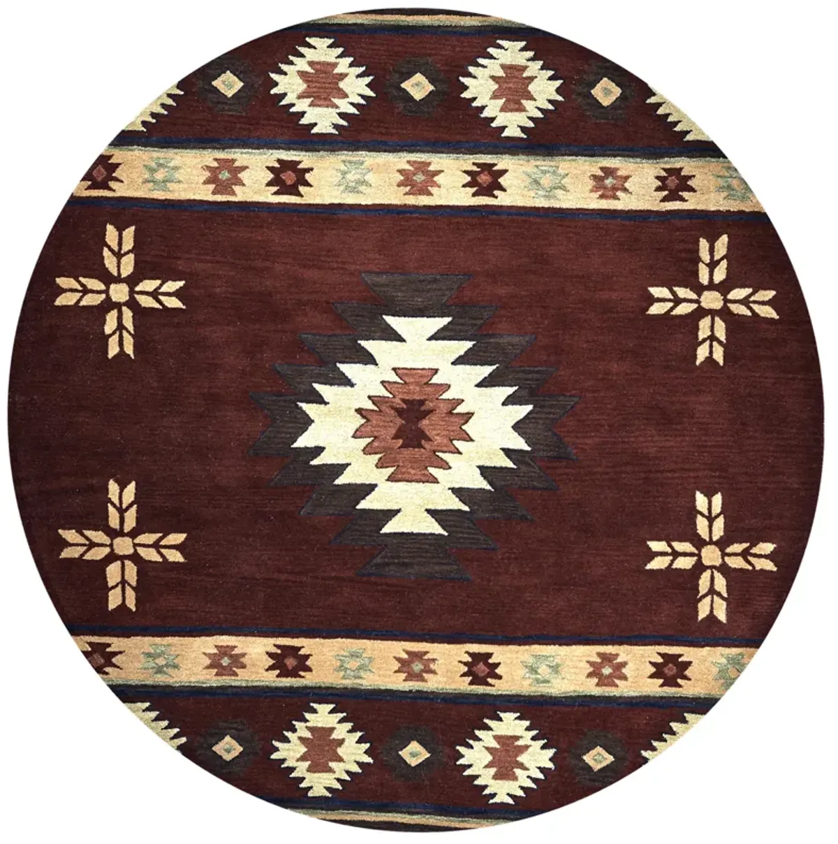 Southwest Red Southwest/Tribal Wool 8' x 8' Round Round  Rug