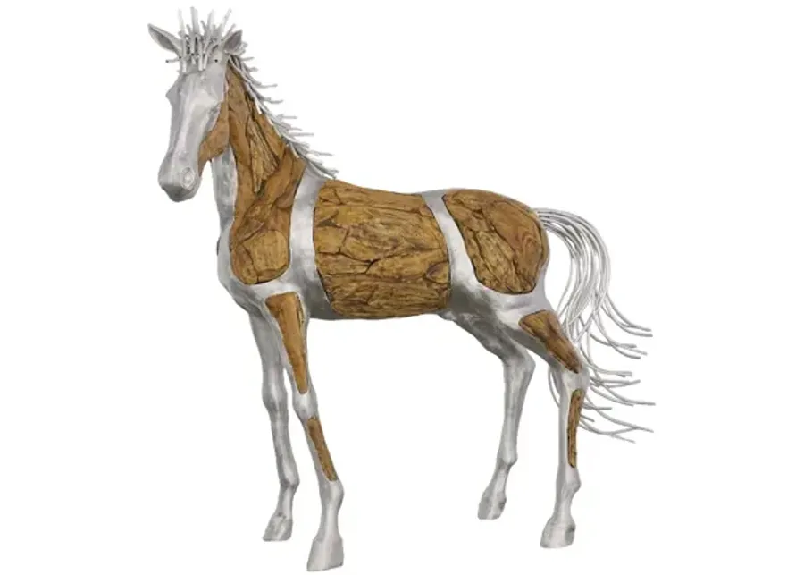 Mustang Horse Woodland Sculpture, Standing