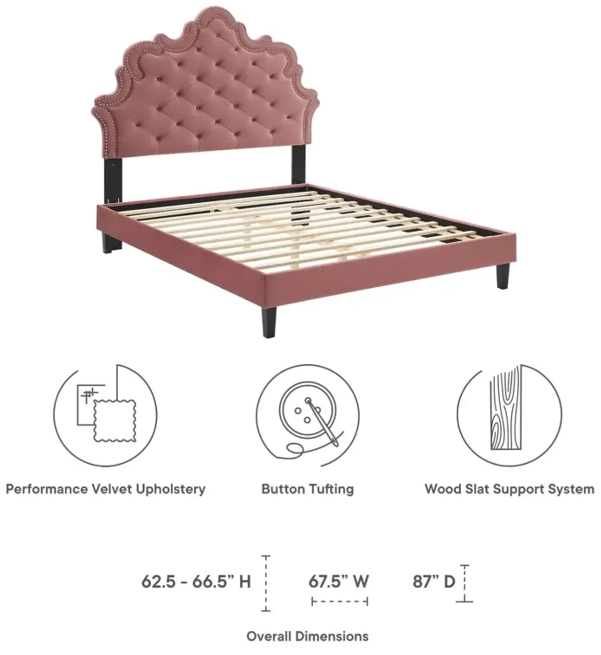 Sasha Button-Tufted Performance Velvet King Bed