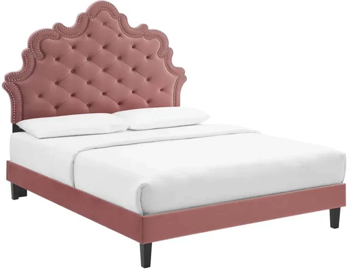 Sasha Button-Tufted Performance Velvet King Bed