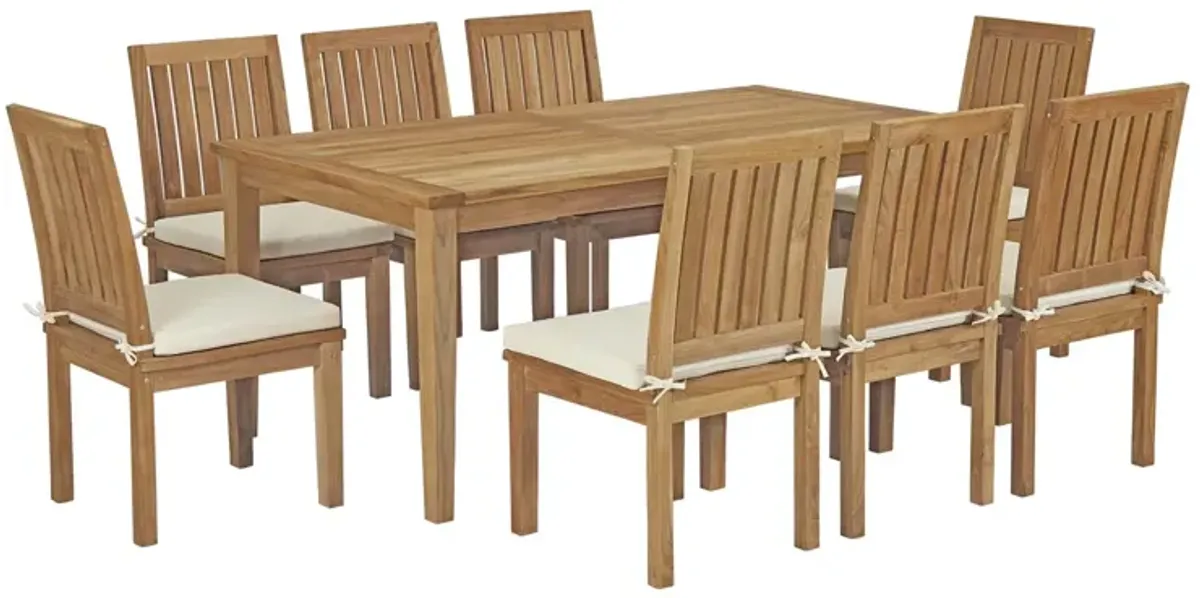 Marina 9 Piece Outdoor Patio Teak Dining Set