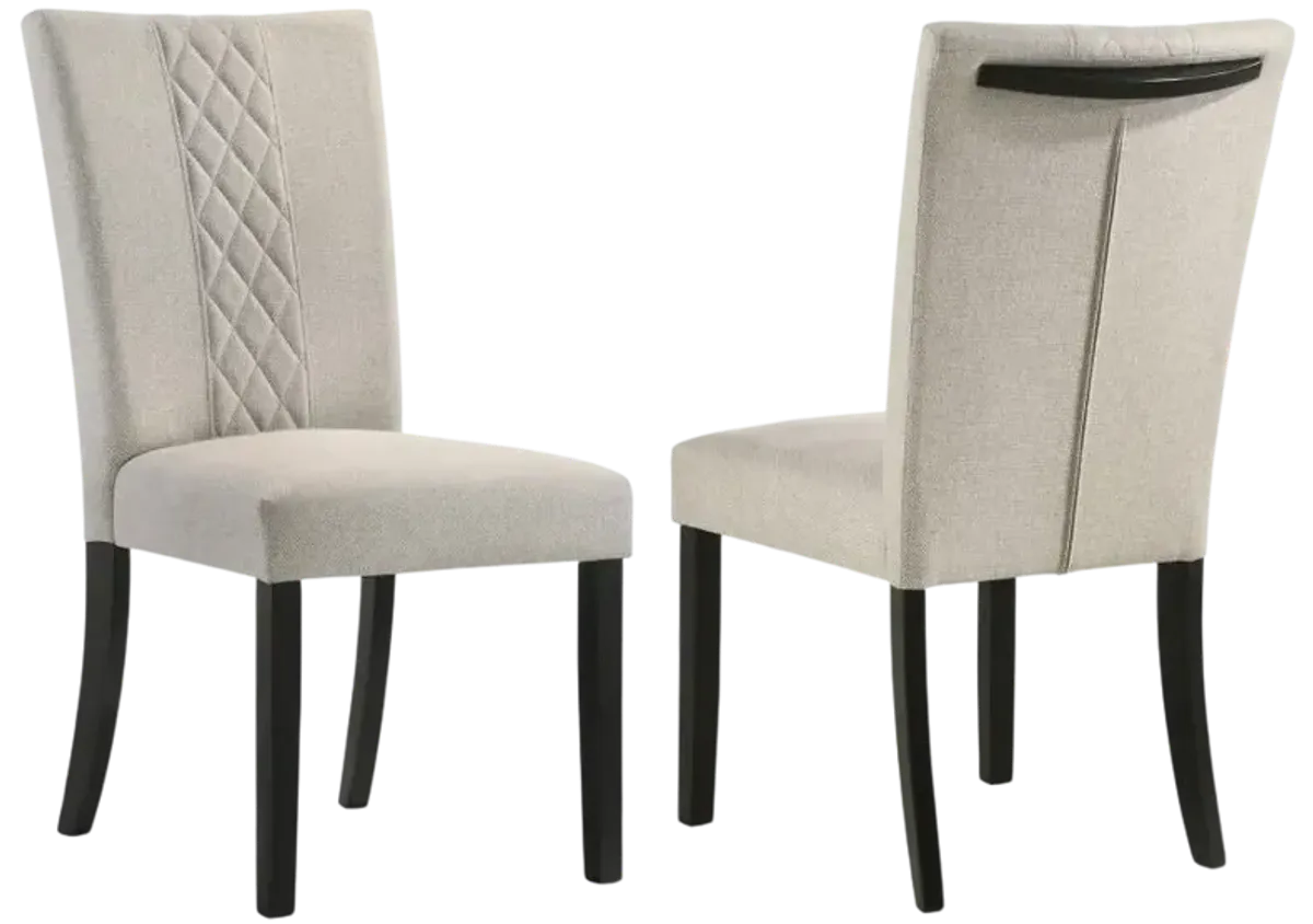 Malia Upholstered Solid Back Dining Side Chair Beige and Black (Set of 2)