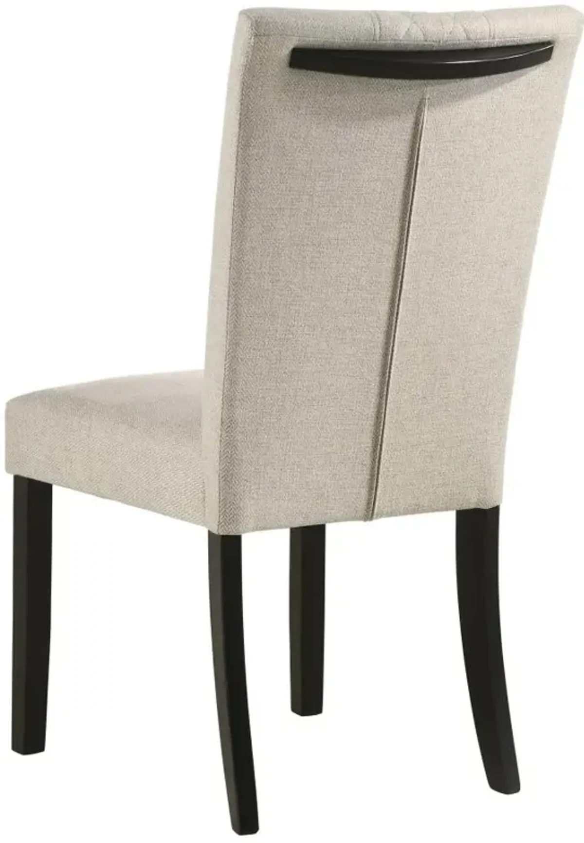 Malia Upholstered Solid Back Dining Side Chair Beige and Black (Set of 2)