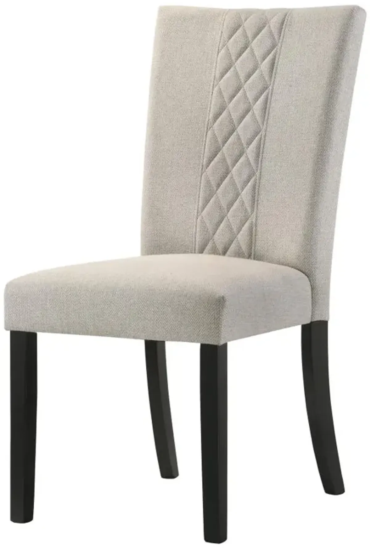 Malia Upholstered Solid Back Dining Side Chair Beige and Black (Set of 2)