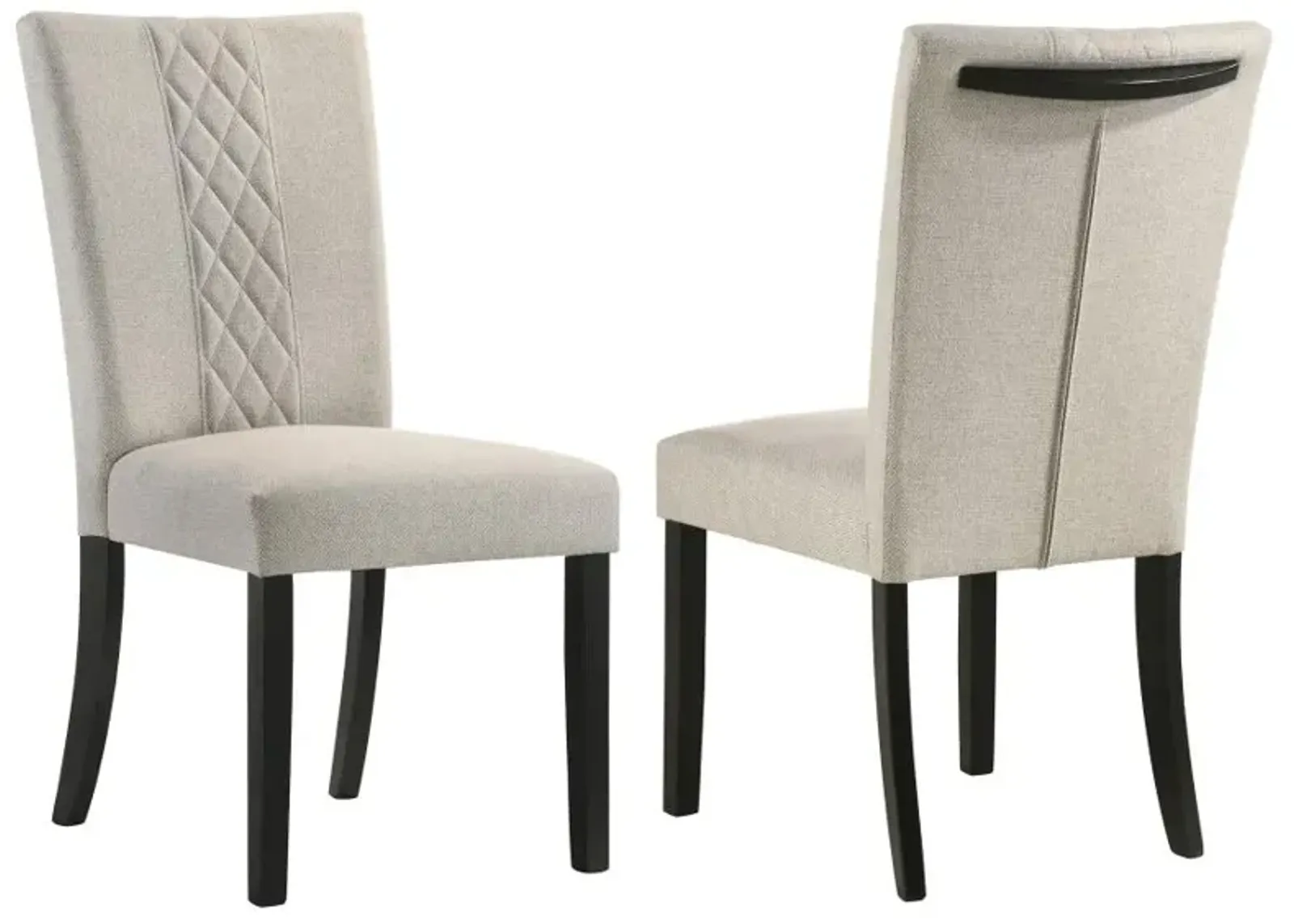 Malia Upholstered Solid Back Dining Side Chair Beige and Black (Set of 2)