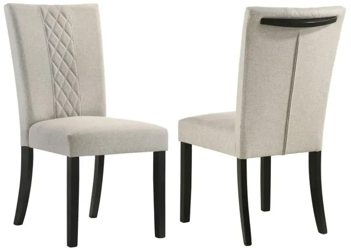 Malia Upholstered Solid Back Dining Side Chair Beige and Black (Set of 2)