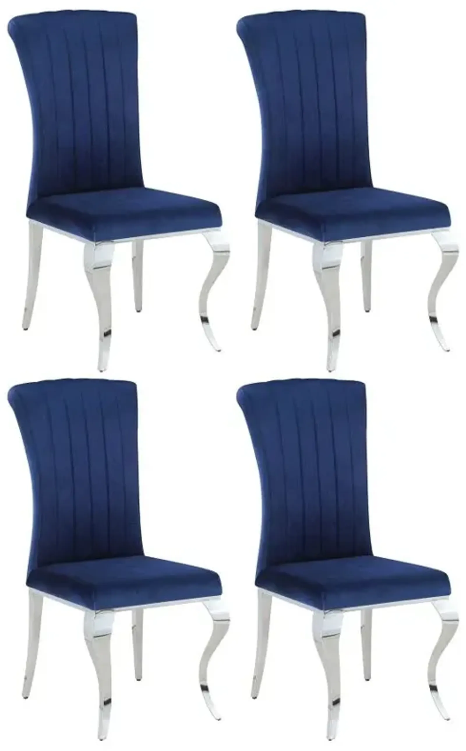 Betty Upholstered Side Chairs Ink Blue and Chrome (Set of 4)