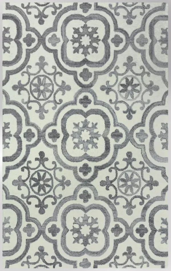 Matrix Gray Scroll Wool/Recycled Polyester 8'6" x 11'6" Rectangle Rug