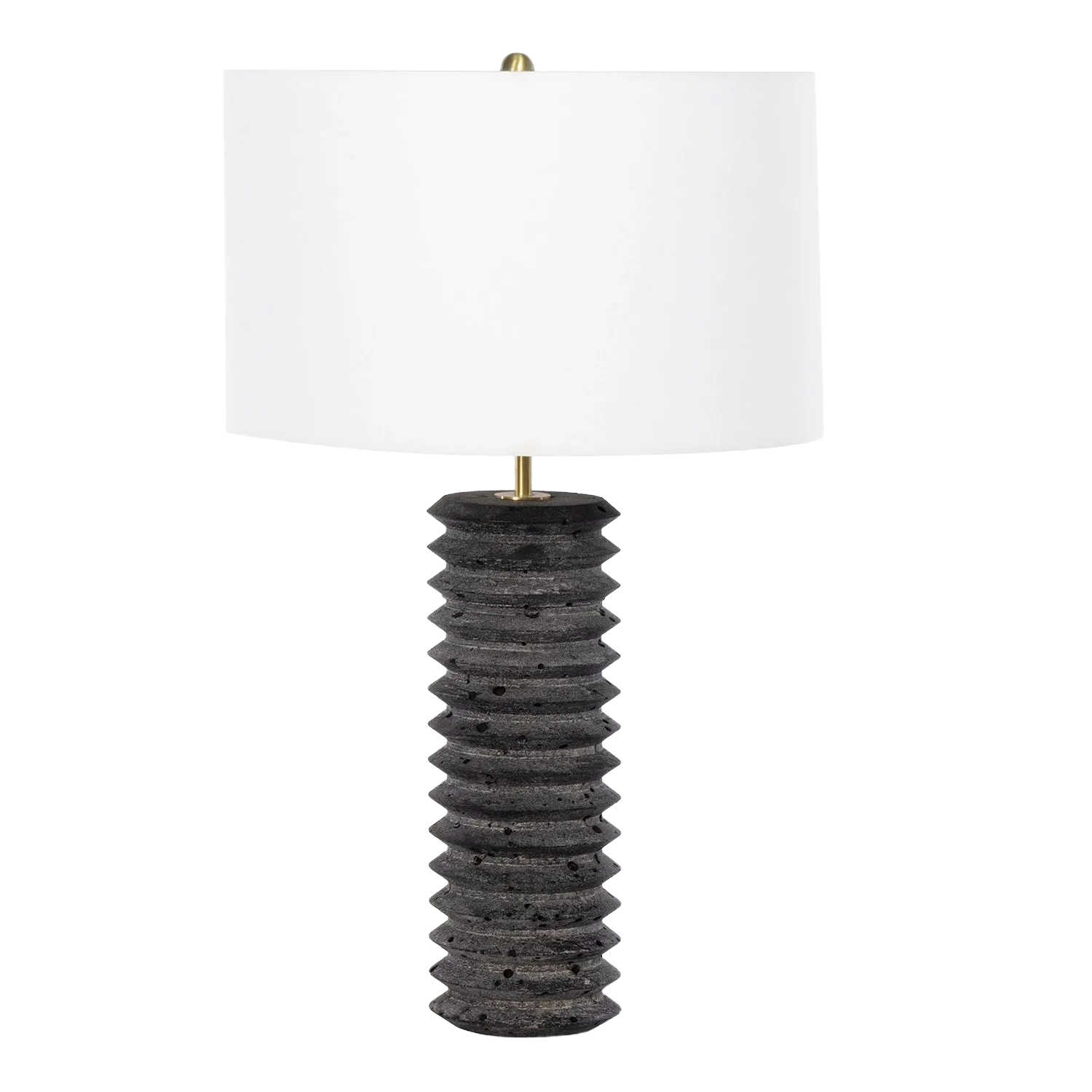 Noir Column Travertine Lamp