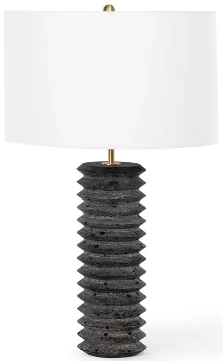 Noir Column Travertine Lamp