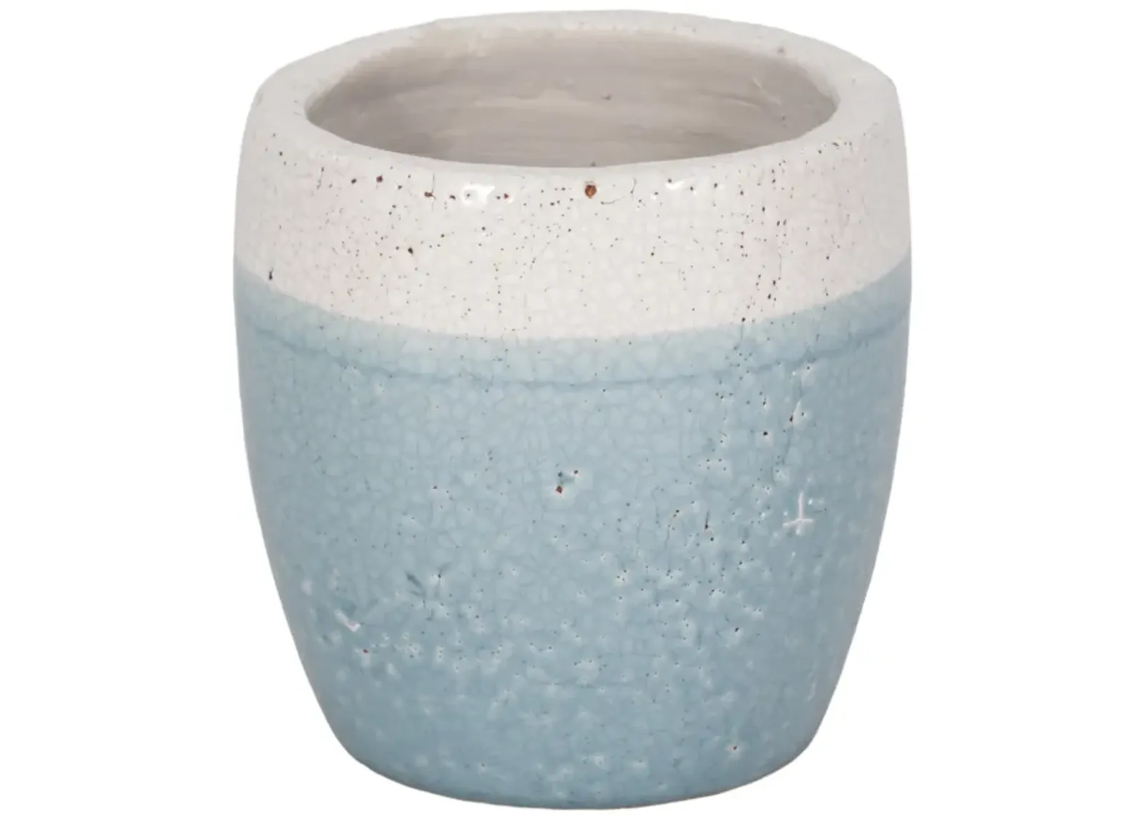 6" Reactive Crackle Finish Planter, Blue/white