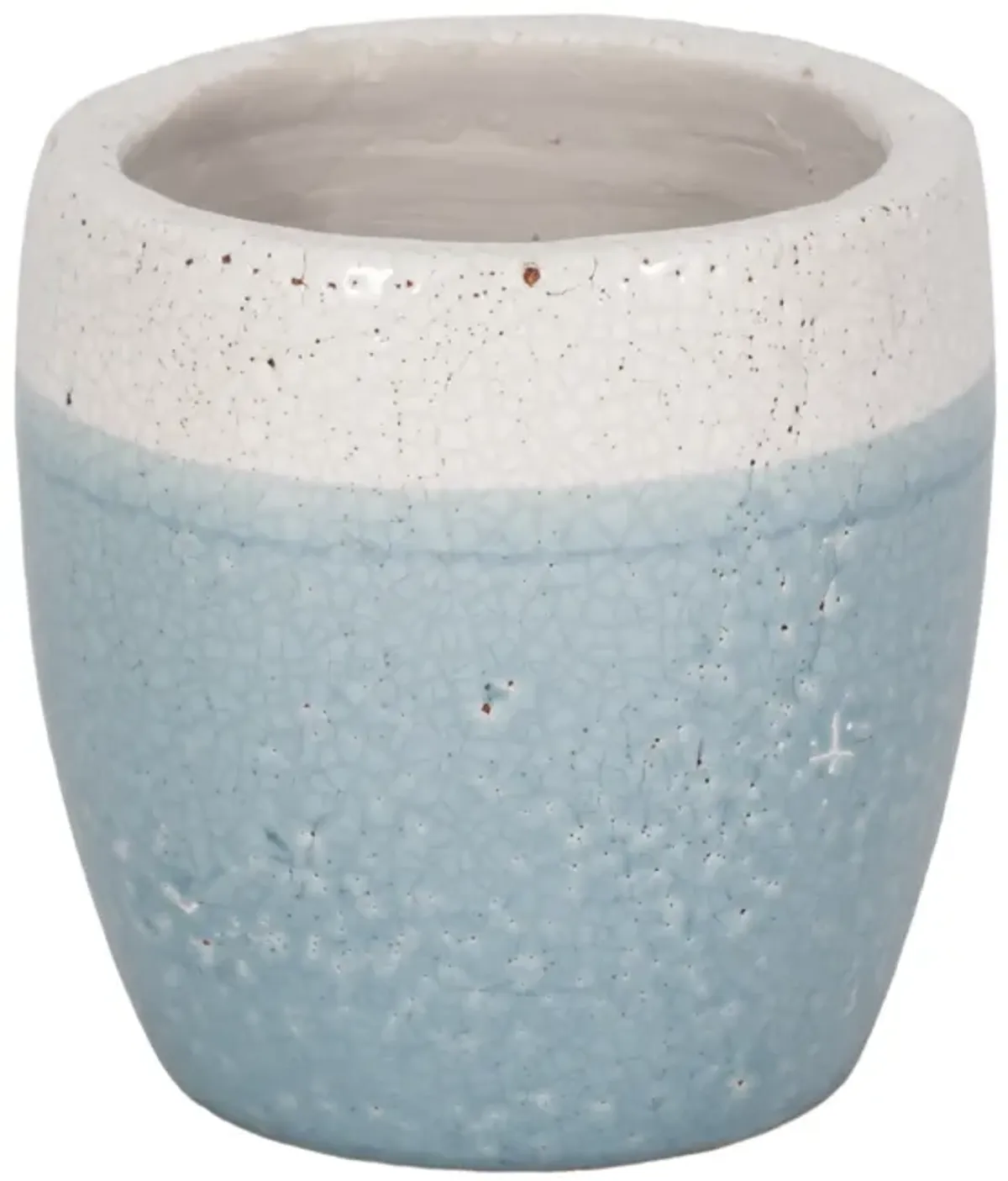 6" Reactive Crackle Finish Planter, Blue/white