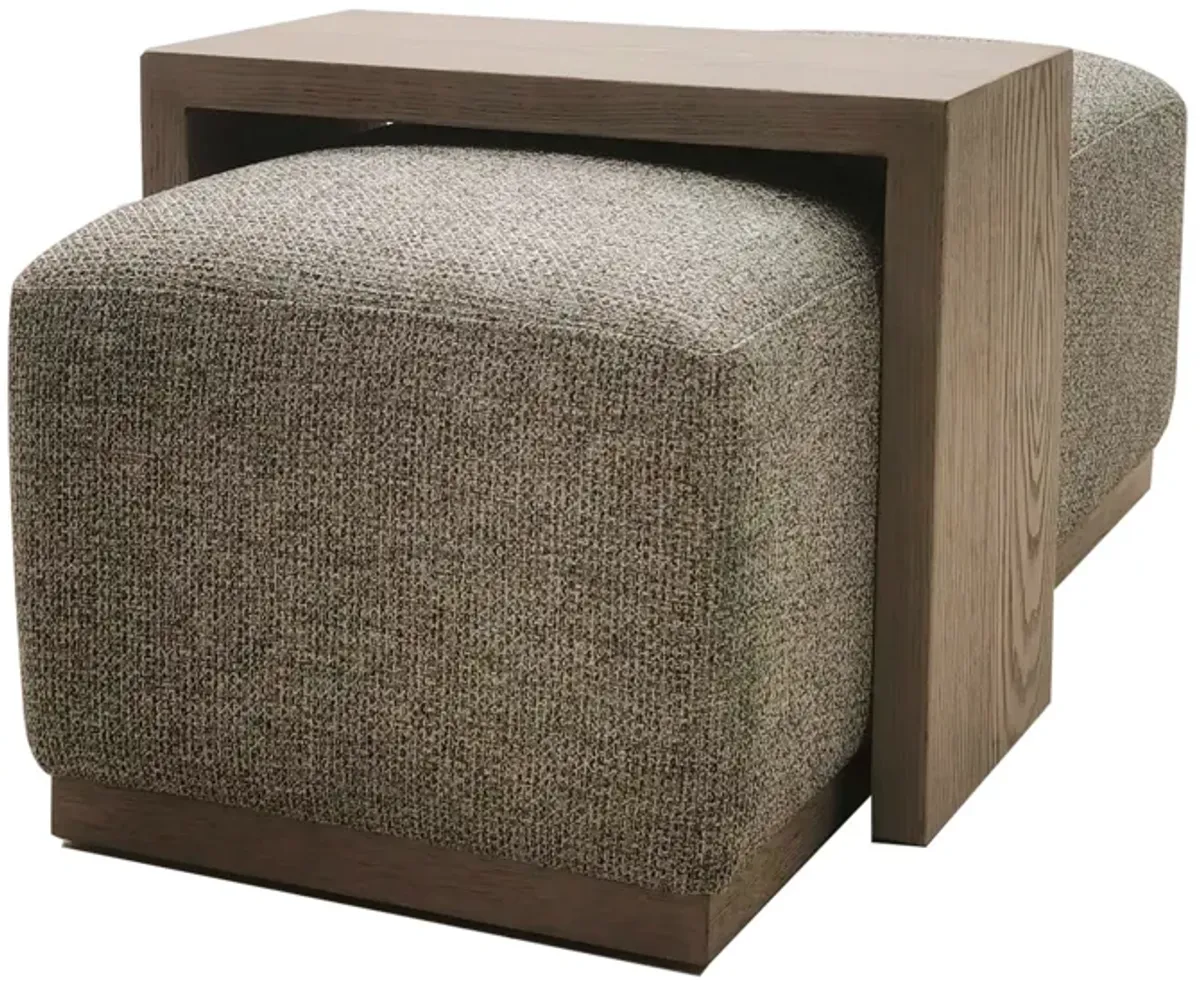 CH Tweed/Multi Peggy Bench/Cocktail Ottoman With Table