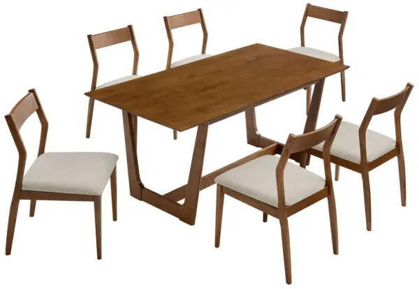 Solara 7-Piece Wood Dining Set with Fabric Upholstered Side Chairs by Modway