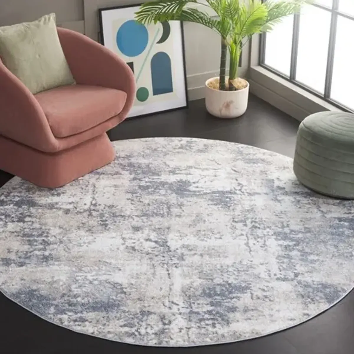 OPAL 422 Grey 6'-7' X 6'-7' Round Round Rug