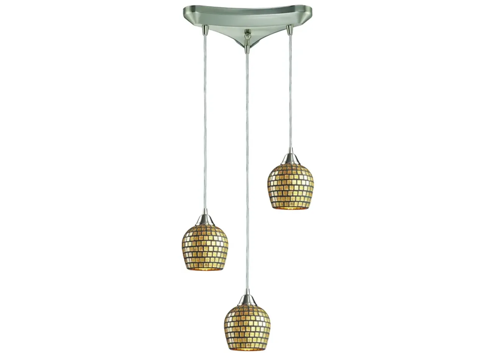 Fusion 10" Wide 3-Light Multi Pendant - Satin Nickel