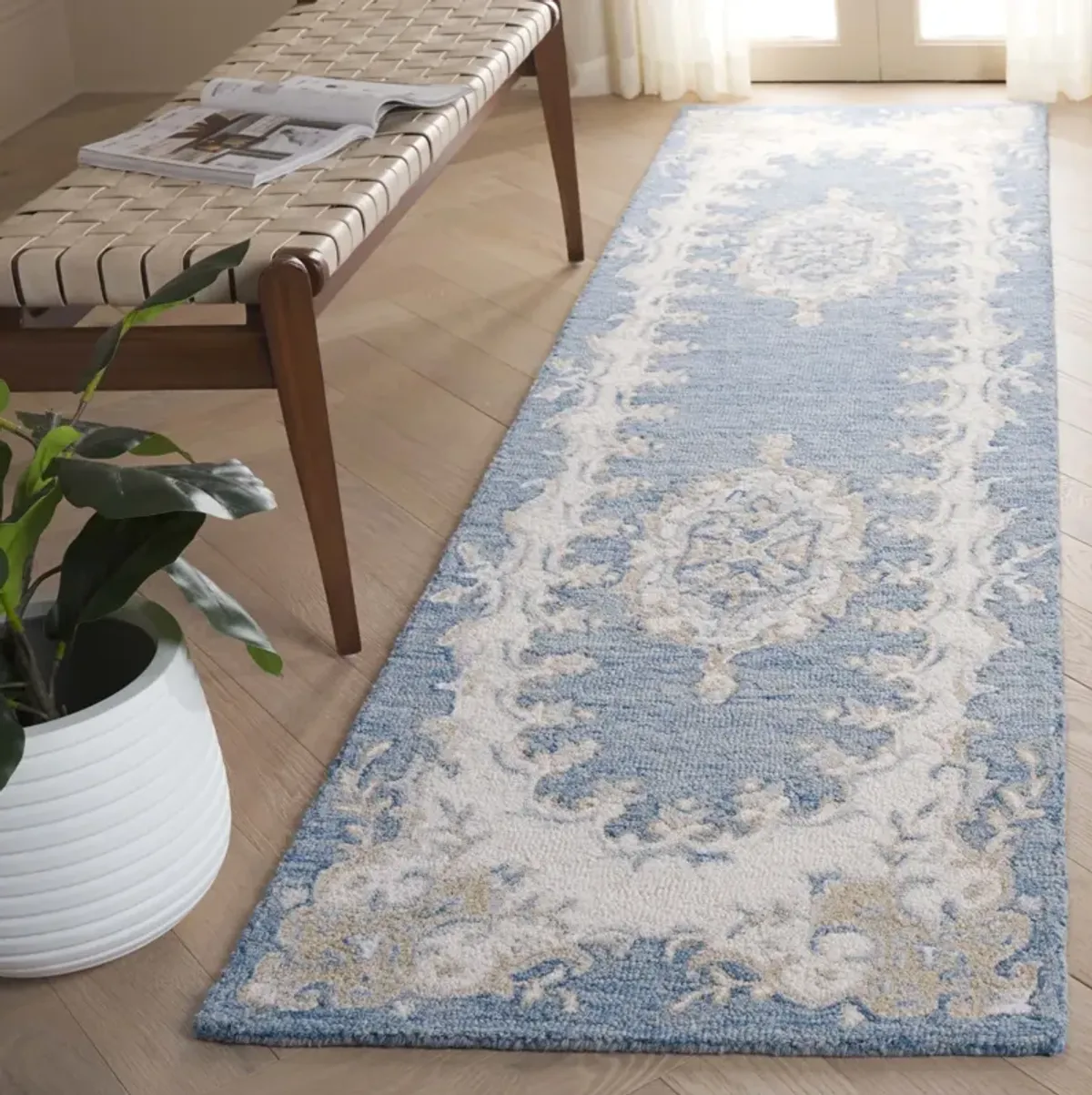 EBONY 121 BLUE  2'-3' x 9' Runner Rug