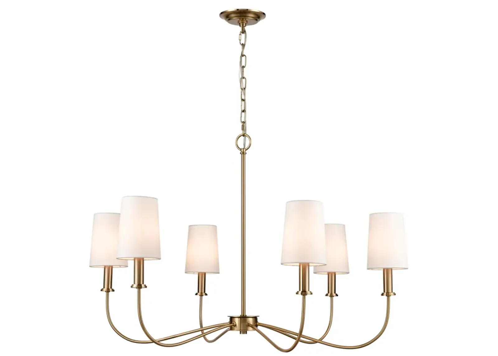 West Point 36" Wide 6-Light Chandelier - Brass