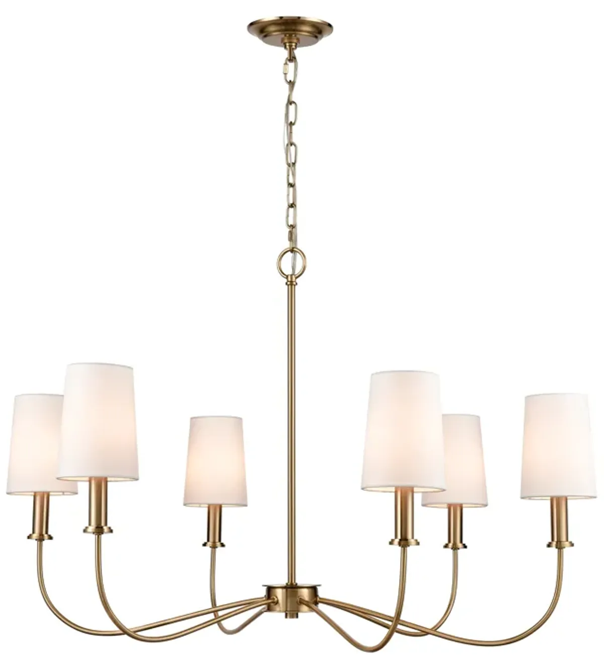 West Point 36" Wide 6-Light Chandelier - Brass