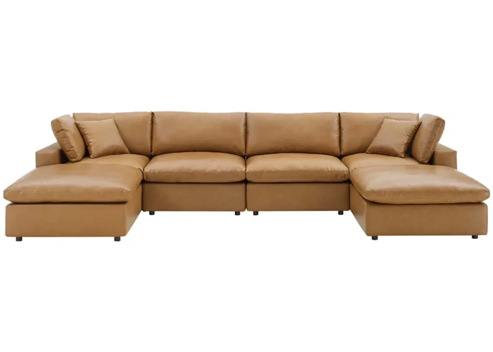 Commix Down Filled Overstuffed Vegan Leather 6-Piece Sectional Sofa