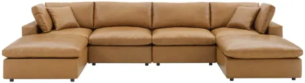 Commix Down Filled Overstuffed Vegan Leather 6-Piece Sectional Sofa