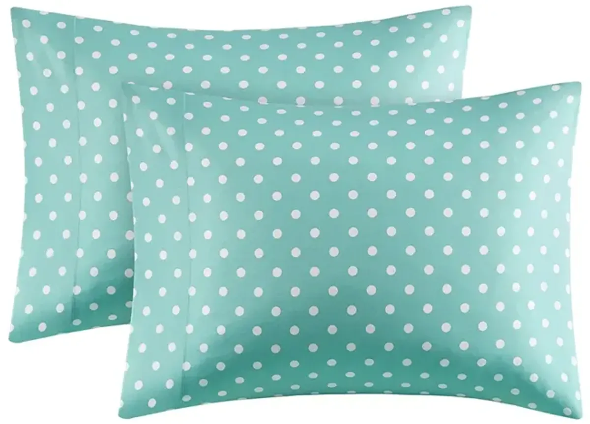 Mi Zone Polka Dot Seafoam Printed 100% Cotton Sheet Set