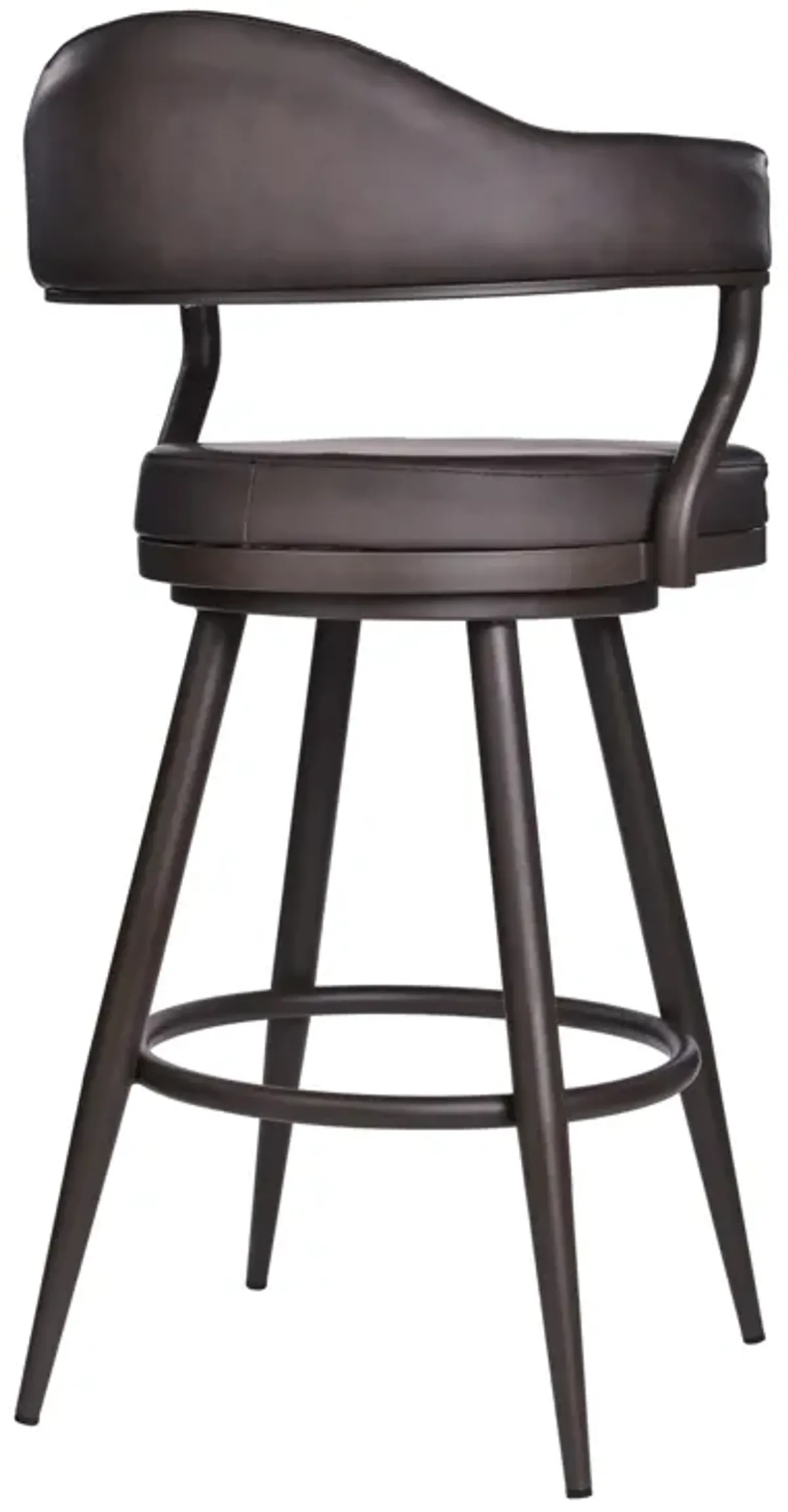 Justin 30" Bar Height Swivel Vintage Brown Faux Leather Bar Stool with Brown Metal Legs